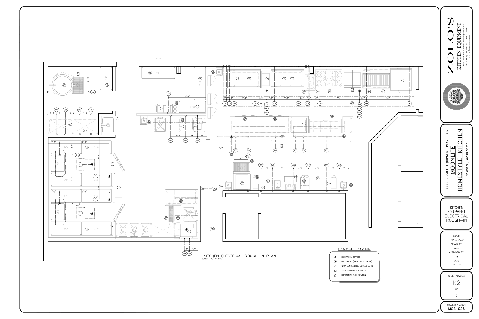 Foodservice rough-in drawing
