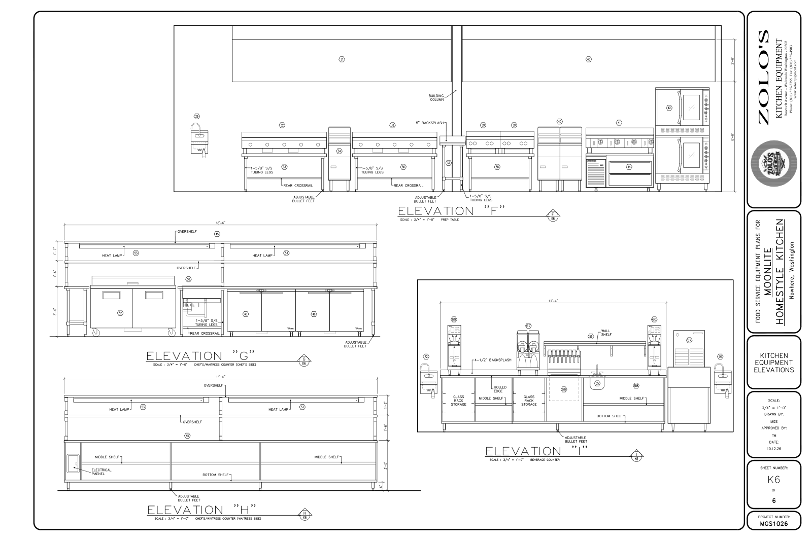 Kitchen equipment elevations